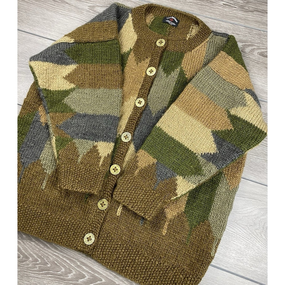 Lost Horizons Women's 100% Dyed Wool Argyle Pattern Sweater Brown Green Size XL